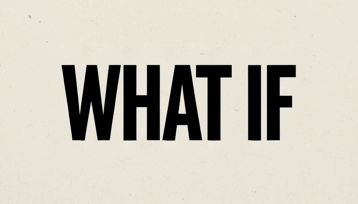 Kinetic typography AI video frame: the words WHAT IF in heavy black type on warm off-white paper